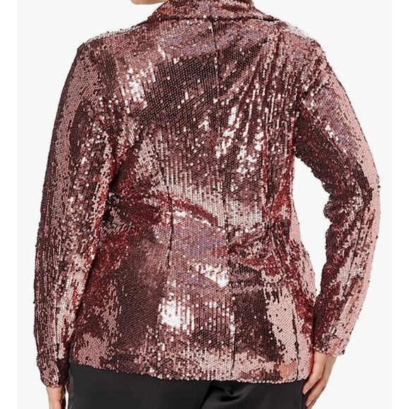 City Chic Sequin Jacket Size M 18 Pink Blazer New Years Valentines Coat Sparkle - Picture 2 of 8